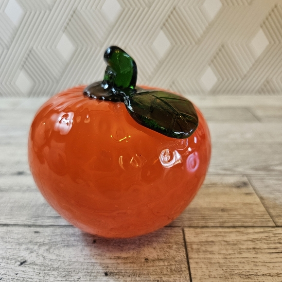 Art Glass Murano Style Hand Blown Glass Orange - Picture 2 of 6